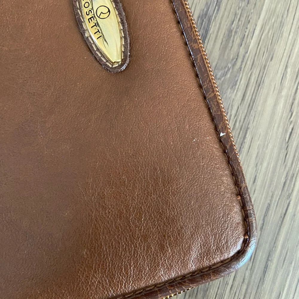 Rosetti Brown Faux Leather Zip Around Wallet
